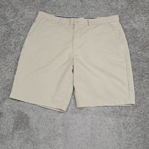 Johnnie-O Mens Performance Golf Shorts Khaki Tan Size 36 Stretch 9 Inch Inseam